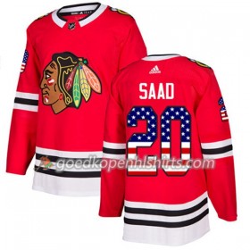 Chicago Blackhawks Brandon Saad 20 Adidas 2017-2018 Rood USA Flag Fashion Authentic Shirt - Mannen